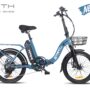 Earth Tx22 Folding Electric Bike Blue Basket