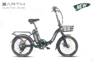 Earth Tx22 Folding Electric Bike Green Basket